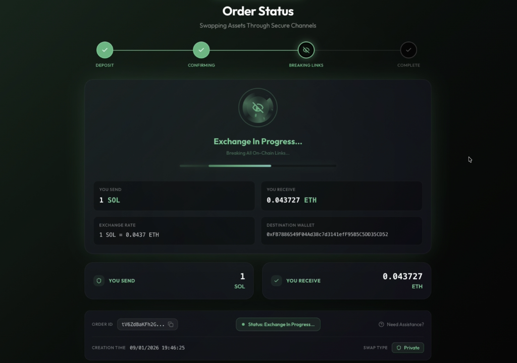 Breaking on-chain links through the relay